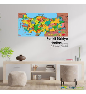 S.T. TÜRKİYE HARİTASI KÜÇÜK RENKLİ 56 CM-118 CM