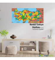 S.T. TÜRKİYE HARİTASI KÜÇÜK RENKLİ 56 CM-118 CM