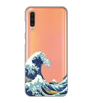 Samsung Galaxy A70 Uyumlu Kanagawa Dalga Tasarımlı Şeffaf Telefon Kılıfı