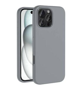 iPhone 16 Pro Kılıf Magsafe Şarj Özellikli Sıvı Teknolojili Silinebilir Sert Kivi Kılıf (Gri)