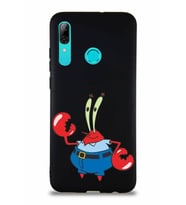Huawei P Smart 2019 Soft Premier Kapak Bay Yengeç Tasarımlı Silikon Kılıf - Siyah (Şeffaf)
