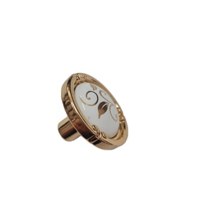 PORSELEN DÜĞME KULP METAL GOLD BEYAZ DESENLİ  / 5 ADET