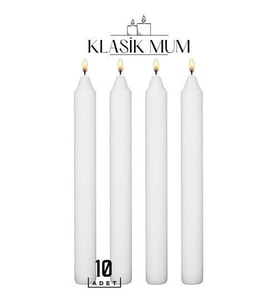 ModaCar 10 Adet Klasik Mum Seti