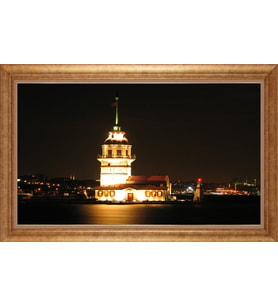 Çerçeveli Paspartulu Manzara Tablo bm1245 (Gold)