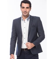Dewberry Erkek Viskon Karışımlı Ceket İndigo C9021 Günlük Dış Giyim, Şehir ve Ofis Stili, Hafta Sonu Kombini