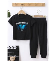 Çocuk Blue Butterfly Alt - Üst Eşofman Takımı (Siyah)