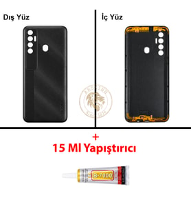 Tecno Yapıştırıcı Spark 7 Pro Mıknatıs Siyahı Yapıştırıcı B-7000 Yapıştırıcı Arka Kapak Arka Cam Batarya Kapağı Lazer Kesim Kapak Pil Kapağı Back Cover