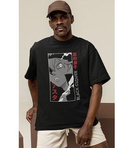 Tasarım Black Clover Anime Baskılı Unisex Oversize Tişört