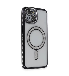 Apple İphone 13 Kılıf Joke Simli Magneticsafe Kılıf - Siyah