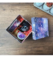 Kapaklı Galaxy Tasarımlı Konsept Hediye Kutusu 4'lü Set, Sevgiliye Hediye, Doğum Günü, Yıldönümü Hediye Kutusu (Mor)
