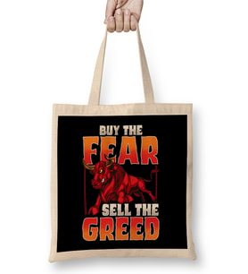 Investing Buy The Fear Sell The Greed Stock Market Bez Çanta Uzun Saplı