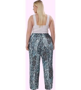 Kadın Büyük Beden Örme Pantolon; Yüksek Bel Geniş Paça Animal Desen %100 Polyester Günlük Kombinler