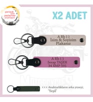 Motor Severlere, İsim Plaka ve A Rh (-) Kan Grubu, Özel Tasarım Deri x2 Anahtarlık, Pudra-Pembe-Ysl