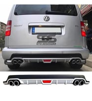 Volkswagen Caddy Difüzör Arka Tampon Eki 4 Egzoz Çıkışlı Gri