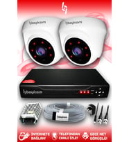 BAYICAM 2 Kameralı Dome 2 İç Kamera Set HDD'siz Full HD Gece Görüşlü Güvenlik Kamerası Sistemi