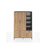 Hyperion Gardrop 5 Raflı 4 Çekmeceli Tek Askılı 132x44x195 Antrasit-Çam