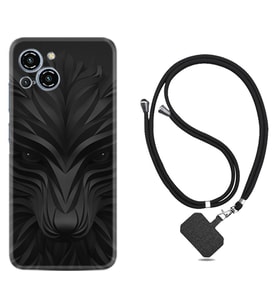 Reeder S23 Max Pro Kılıf Resimli Boyun Askılı İpli Desenli Silikon Black Fox 1325