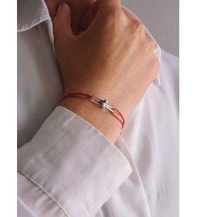 Tiffany Model Deri İpli El Yapımı Silver Renkli Bileklik (Kırmızı)