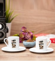 Kişye Özel Polaroid Tasarım Fotoğraflı İkili Türk Kahvesi Fincanı