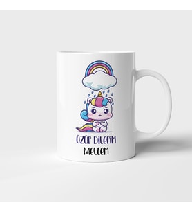 Kişiye Özel İsimli Özür Dilerim Unicorn Baskılı Kupa Bardak