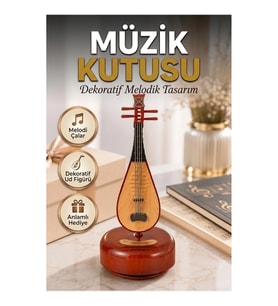 Ud Figürlü Melodi Çalan Dekoratif Müzik Kutusu – Kültürel Tasarımlı Sanatsal Obje
