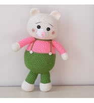Amigurumi Örgü Oyuncak Renkli Ayı Pembe (Yeşil)