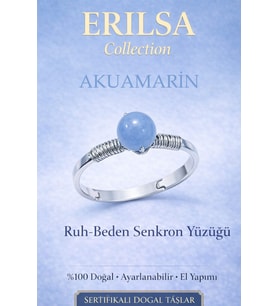 Sertifikalı Ruh Beden Senkron Yüzüğü – Akuamarin Ayarlanabilir İnce Kasa Balık Kova Terazi Burcu (Çok Renkli)