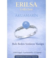Sertifikalı Ruh Beden Senkron Yüzüğü – Akuamarin Ayarlanabilir İnce Kasa Balık Kova Terazi Burcu (Çok Renkli)