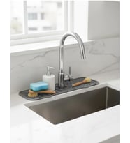 Silikon Lavabo Matı, Mutfak ve Banyo Evye Çevresi Organizeri, Gri
