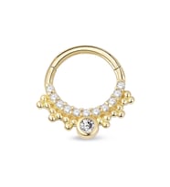 Tek Sıra Taşlı Top Toplu Altın Helix Piercing (Gold)