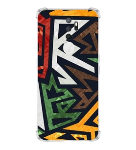 PrintiFy Oppo A52 2020 Uyumlu Köşe Korumalı Soyut Grafiti Tasarımlı Şeffaf Silikon Kılıf