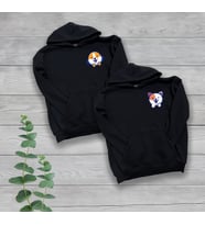 Sevgili Çift Ördek Baskılı 2'li Siyah Oversize Sweatshirt