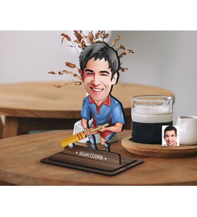 BK Gift Kişiye Özel Cricket Karikatürlü Ahşap Biblo-1 , Arkadaşa Hediye , Sevgiliye Hediye, Kişiye Özel Biblolar