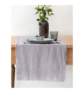 Saçaklı Açık Gri Masa Runner 40x 150 cm