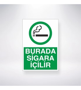 Burada Sigara İçilir 21x28 Arkası Yapışkanlı Levha