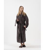 Kadife Şalyaka Bornoz Soft Unisex Antrasit