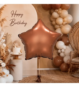 Kahverengi Yıldız Folyo Balon 18 İnç 45 cm Doğum Günü Parti Süsü Dekorasyon Balonu