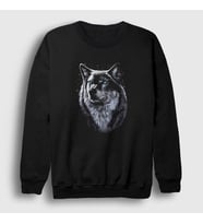Presmono Unisex Siyah Siberian Wolf Kurt Sweatshirt 307251tt