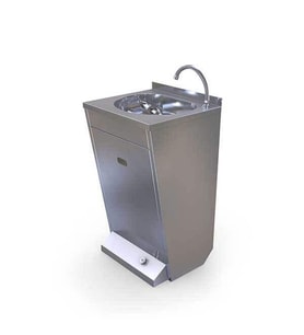 Erginoks 6EV00124 Ayaktan Kumandalı (pedallı) El Yıkama Evyesi - çift su girişli - sabun dispenserli - 50x45x85 cm