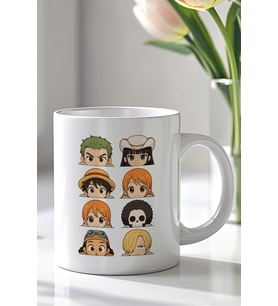 One Piece Tasarımlı 330ml Baskılı Beyaz Seramik Kupa Bardak