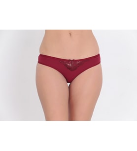 Ön ve Arka Dantelli Düşük Bel Slim Külot Bordo