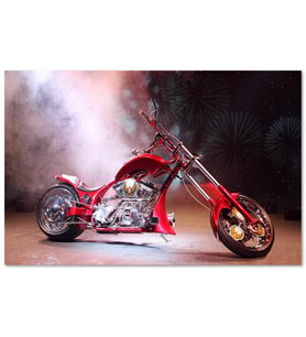 Cakatablo Kırmızı Modifiyeli Chopper Motorsiklet MDF Tablo