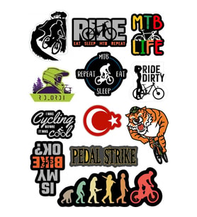 Dağ Bisikleti A4 Sticker Seti 12 Parça
