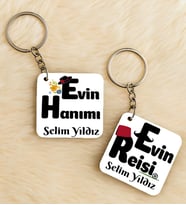 Evin Hanımı Evin Reisi Çift Anahtarlık Kişiye Özel