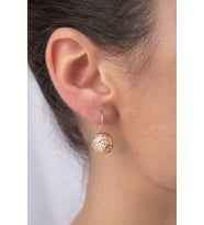 14 Ayar Altın Kristal Büyük Top Küpe (Sarı)