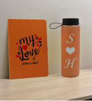 BK Gift Sevgiliye Özel İsimli Turuncu Defter ve Somon Cam Matara Hediye Seti-14, Sevgiliye Hediye, Sevgililer Günü, Yeni İş Hediyesi