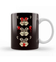 See Hear Speak No Evil Japan Wise Monkeys Japanese Emoticon Kupa Bardak Porselen