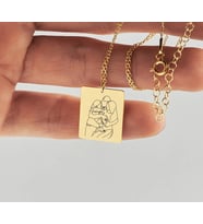 KİŞİYE ÖZEL ANI KOLYE ÇİZGİSEL TASARIM ÇİZGİSEL FOTO KOLYE (Gold)