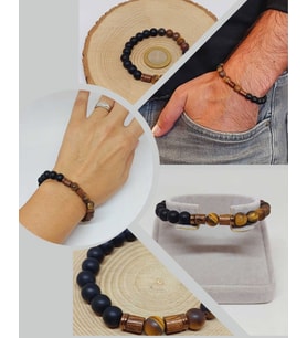 Kaplangözü Mat & Oniks Taşı 8mm Unisex Tasarım Bileklik Hawaii Model (17066)