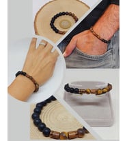 Kaplangözü Mat & Oniks Taşı 8mm Unisex Tasarım Bileklik Hawaii Model (17066)